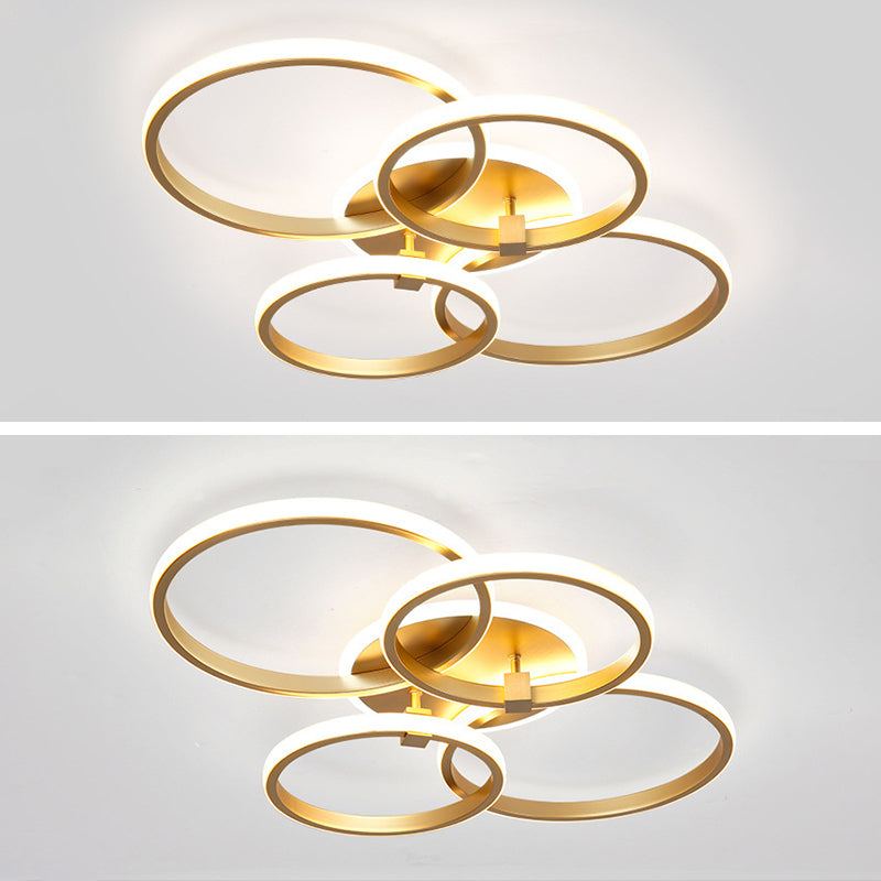 Circle Semi Flush Mount Light Fixture 2 Lights Acrylic Contemporary Ceiling Lights Flush Mount