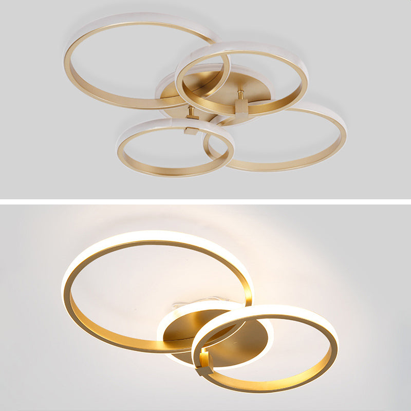 Circle Semi Flush Mount Light Fixture 2 Lights Acrylic Contemporary Ceiling Lights Flush Mount