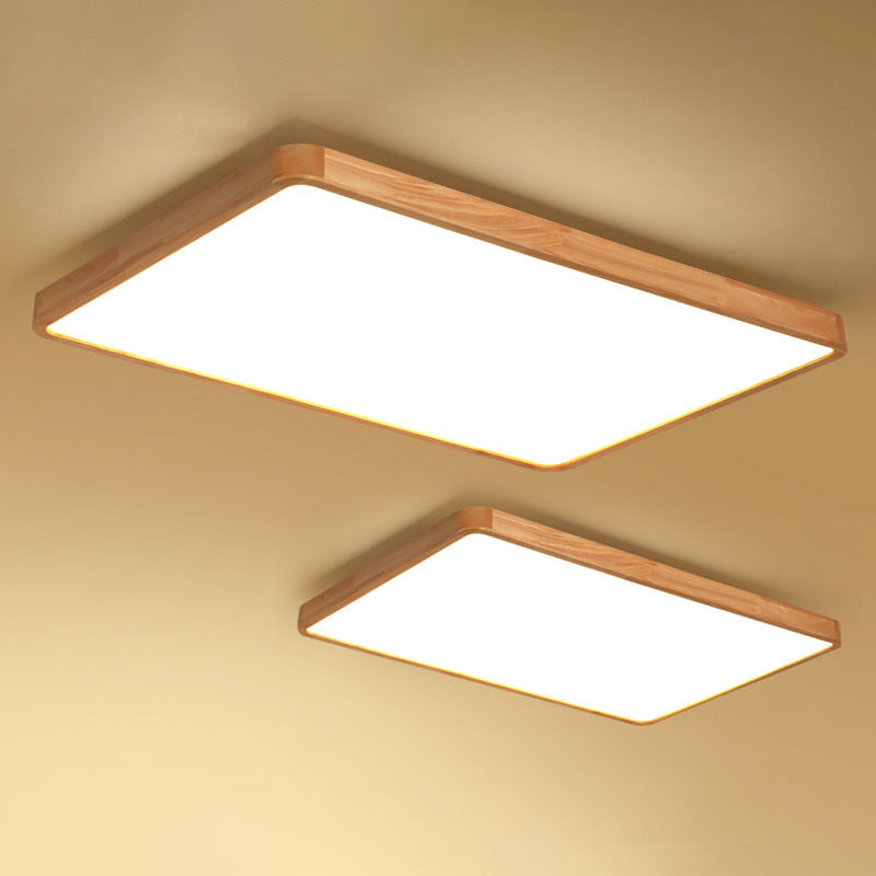 Wood Rectangular Ceiling Flush Mount Light Nordic LED Acrylic Flushmount Lighting Fixture
