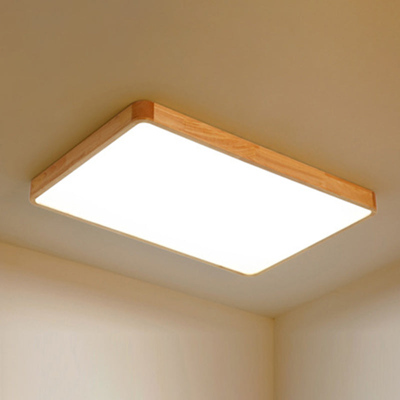 Wood Rectangular Ceiling Flush Mount Light Nordic LED Acrylic Flushmount Lighting Fixture