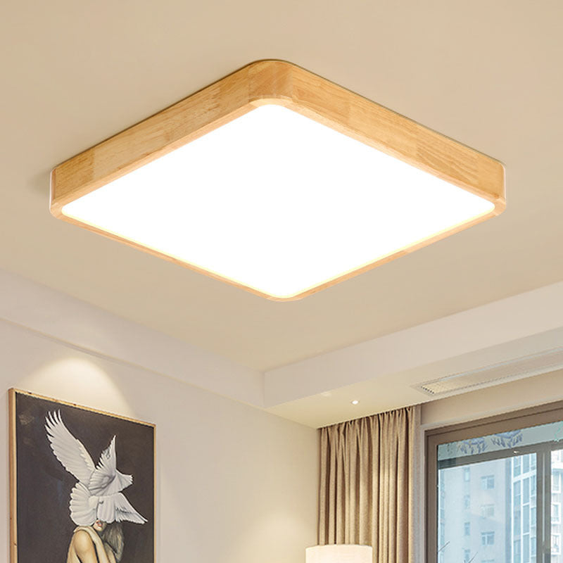 Wood Rectangular Ceiling Flush Mount Light Nordic LED Acrylic Flushmount Lighting Fixture