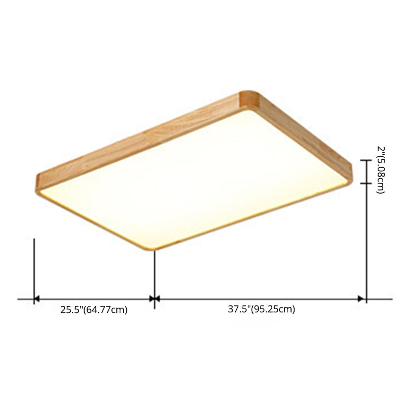 Wood Rectangular Ceiling Flush Mount Light Nordic LED Acrylic Flushmount Lighting Fixture