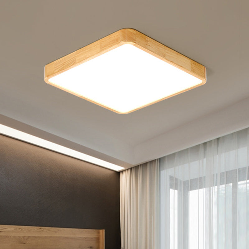 Wood Rectangular Ceiling Flush Mount Light Nordic LED Acrylic Flushmount Lighting Fixture