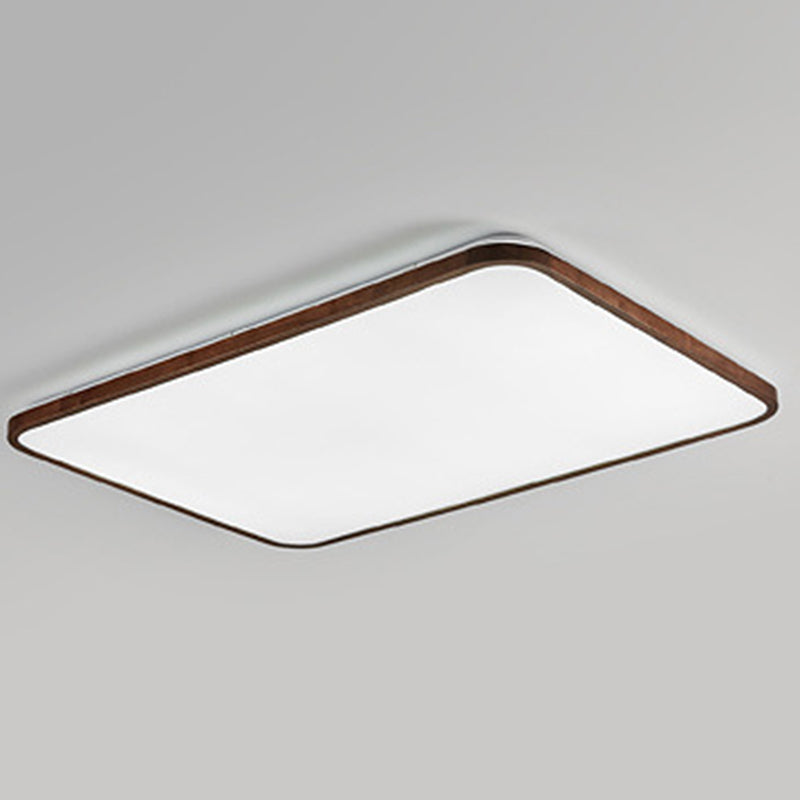 Walnut Wood Geometric Flush Mounted Light Modern Dark Brown LED Flush Light Fixture