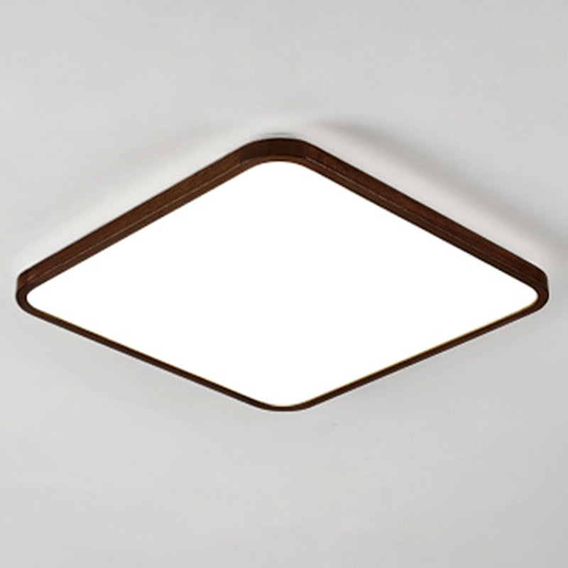 Walnut Wood Geometric Flush Mounted Light Modern Dark Brown LED Flush Light Fixture