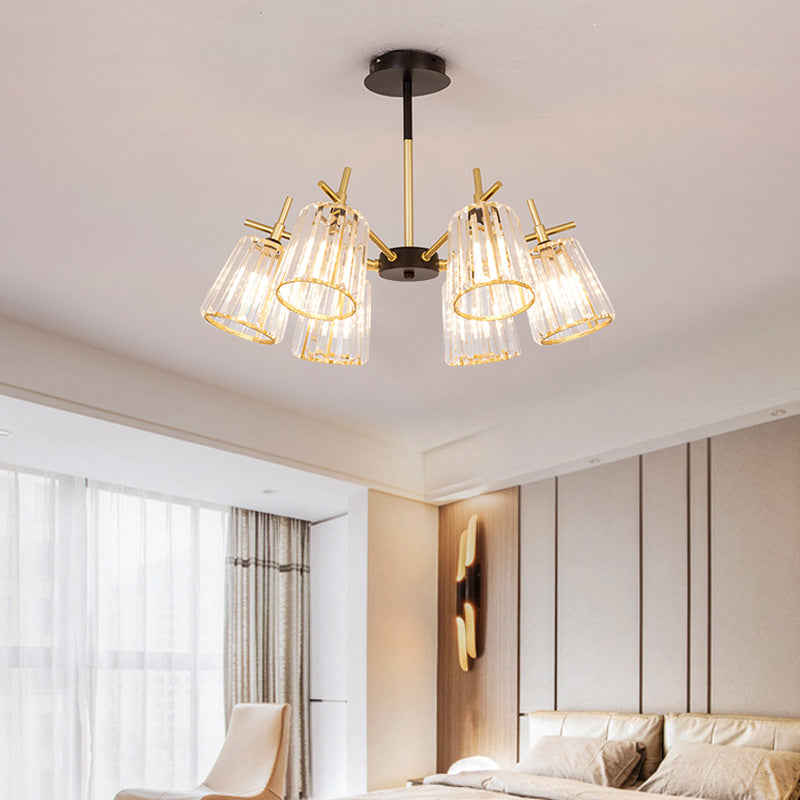 Lampada del soffitto in cristallo rettangolare con cilindro con cilindro contemporaneo 6/8/10 Lampada del lampadario nero, larghezza 26,5 "/33"/41 "