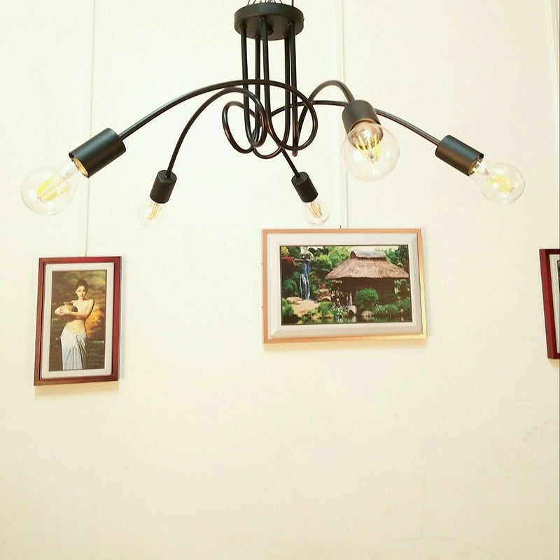 Luminaria de techo de montaje semiempotrado con bombilla expuesta industrial Luminaria de techo de montaje semiempotrado de metal en acabado negro