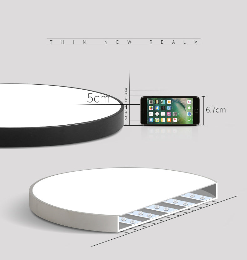 Round Simplicity LED Lighting Fixture 2" Ultra-thin LED Ceiling Lamp for Bedroom