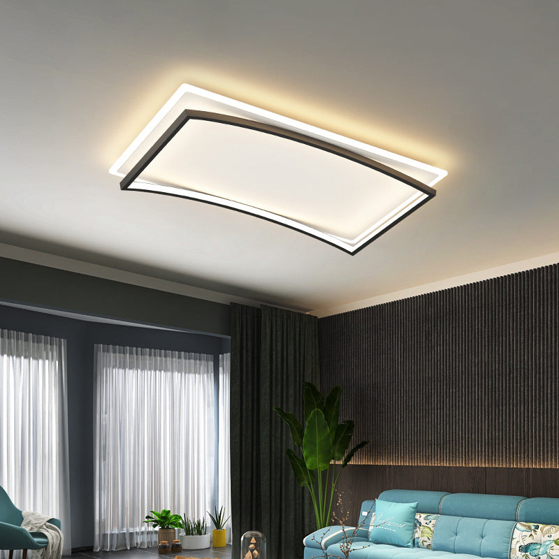 Creative Double Layer Geometric Ceiling Light Nordic Style Minimalism LED Flush Mount Lighting Fixture for Bedroom