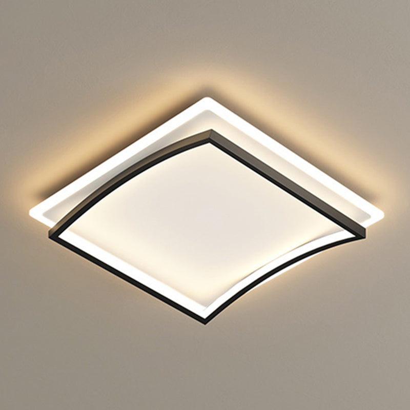 Creative Double Layer Geometric Ceiling Light Nordic Style Minimalism LED Flush Mount Lighting Fixture for Bedroom