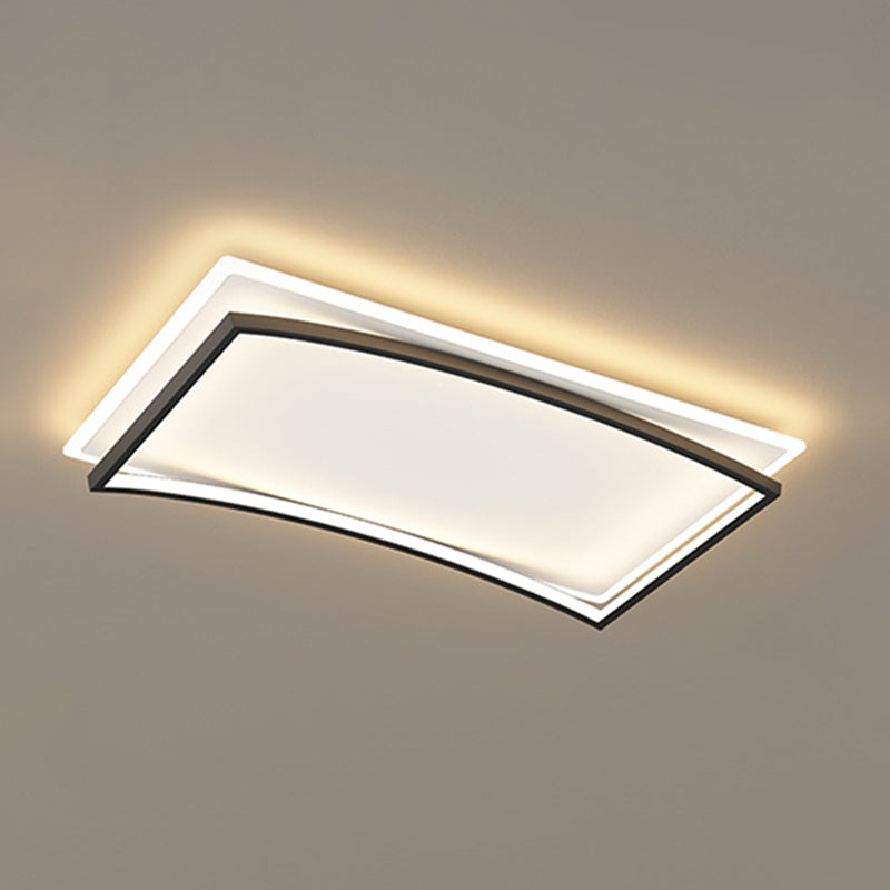 Creative Double Layer Geometric Ceiling Light Nordic Style Minimalism LED Flush Mount Lighting Fixture for Bedroom