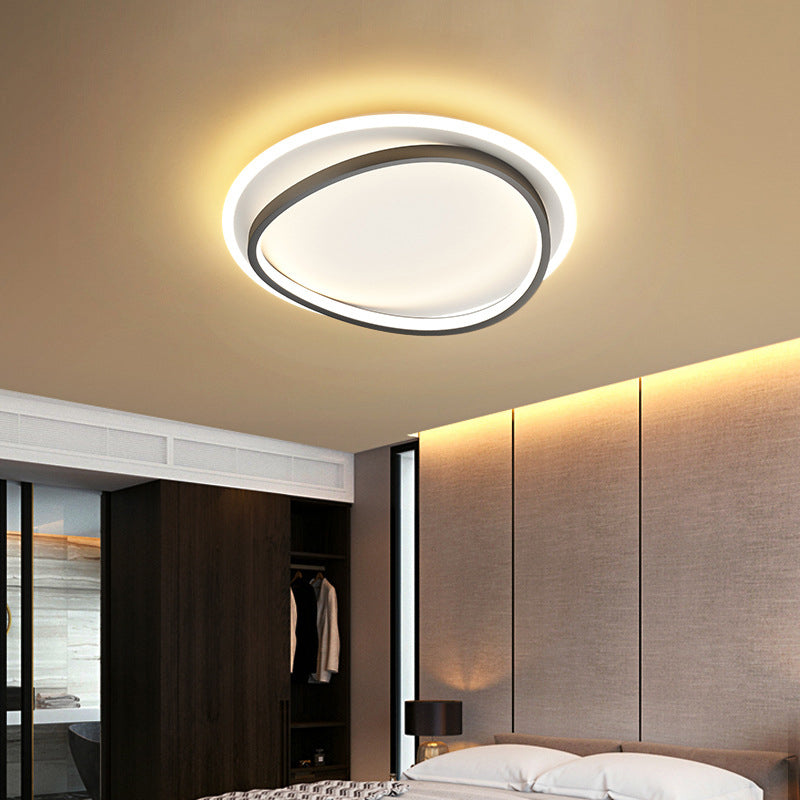 Creative Double Layer Geometric Ceiling Light Nordic Style Minimalism LED Flush Mount Lighting Fixture for Bedroom