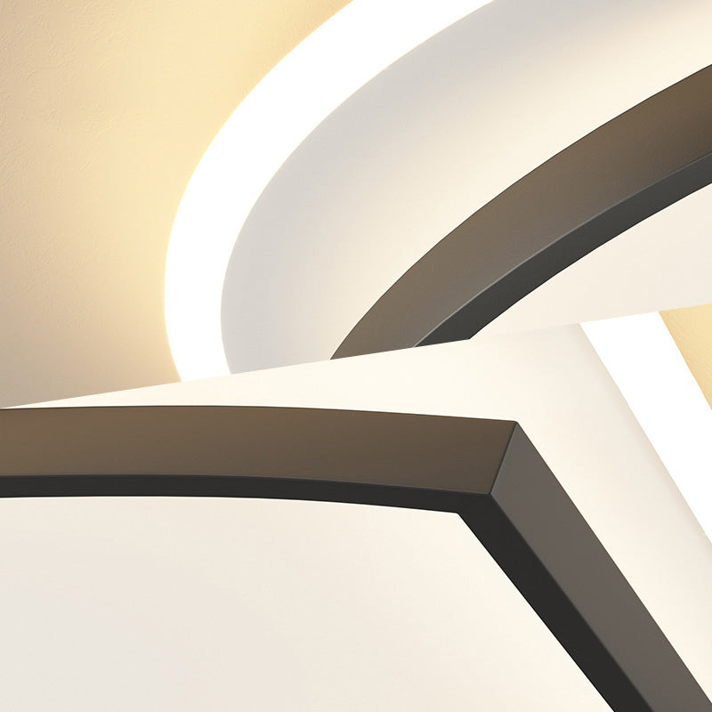 Creative Double Layer Geometric Ceiling Light Nordic Style Minimalism LED Flush Mount Lighting Fixture for Bedroom