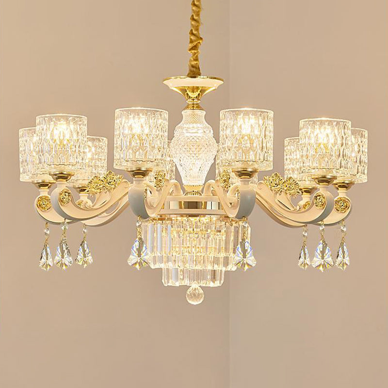 Kit di luce a cilindro in vetro di vetro di vetro Postmodern 10 teste di soffitto in ottone spazzolato