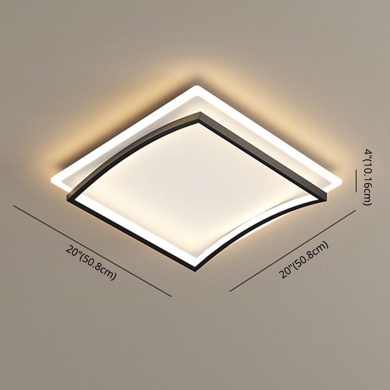 Creative Double Layer Geometric Ceiling Light Nordic Style Minimalism LED Flush Mount Lighting Fixture for Bedroom