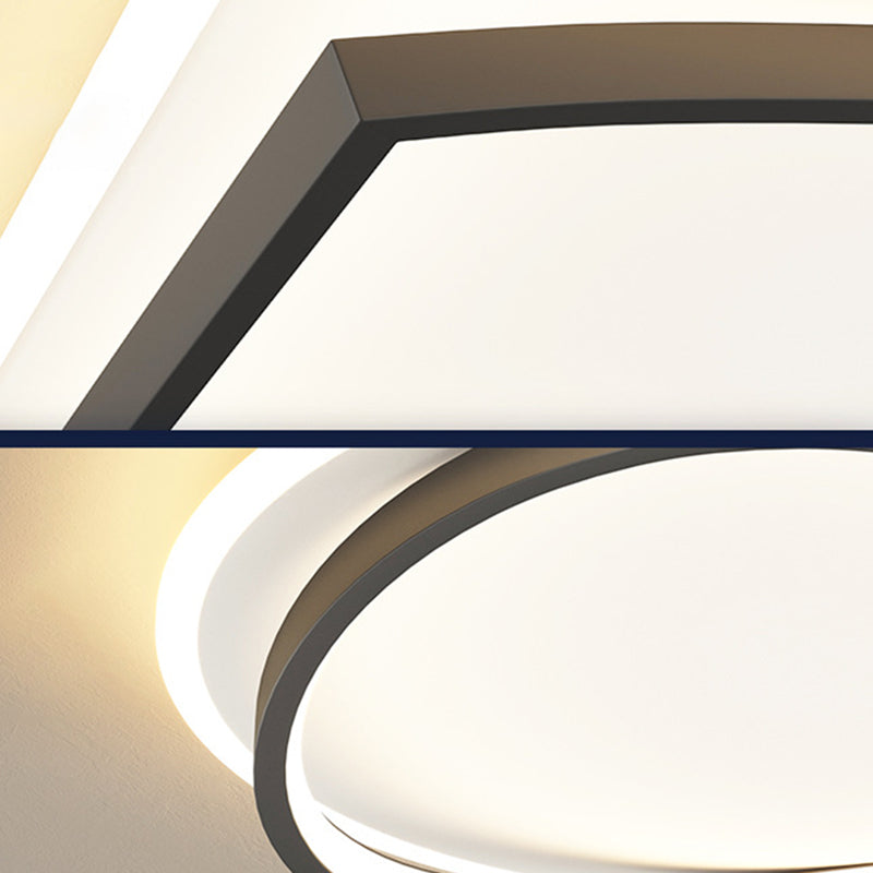 Creative Double Layer Geometric Ceiling Light Nordic Style Minimalism LED Flush Mount Lighting Fixture for Bedroom
