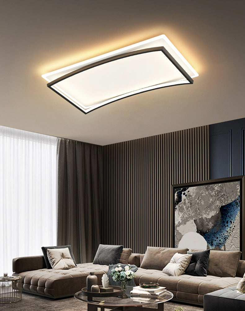 Creative Double Layer Geometric Ceiling Light Nordic Style Minimalism LED Flush Mount Lighting Fixture for Bedroom