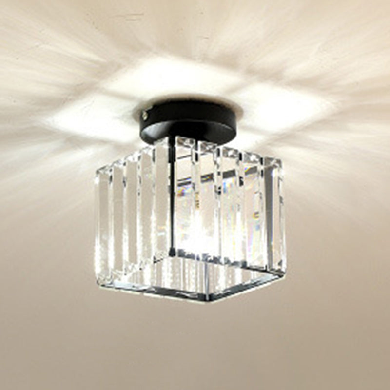 Apparecchio di illuminazione moderno a lampadina singola mini da soffitto in cristallo largo 5,9 pollici per camerino