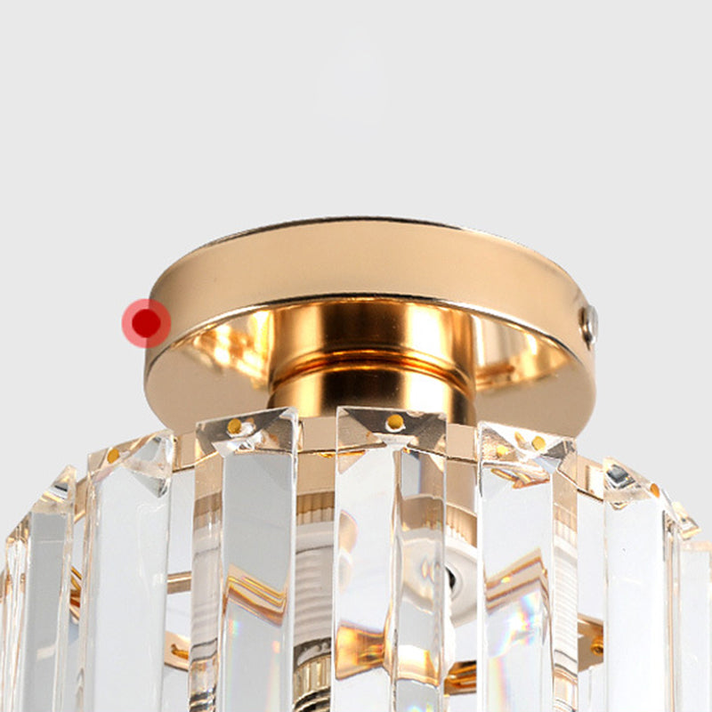 5.9 Inches Wide Mini Crystal Ceiling Light Single Bulb Modern Lighting Fixture for Fitting Room