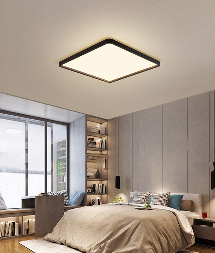 Acrylique simple rectangulaire LED plafonnier style nordique salon encastré noir luminaire
