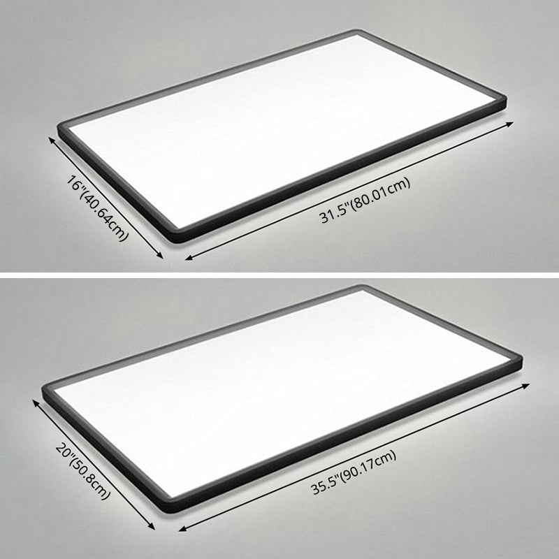 Acrylic Simplicity Rectangle LED Ceiling Light Nordic Style Living Room Flush Mount Lighting Fixture in Black