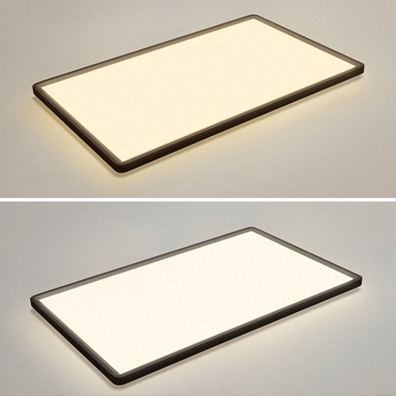 Acrylique simple rectangulaire LED plafonnier style nordique salon encastré noir luminaire