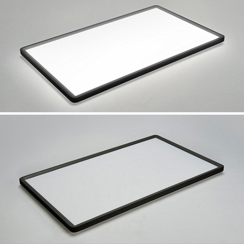 Acrylique simple rectangulaire LED plafonnier style nordique salon encastré noir luminaire