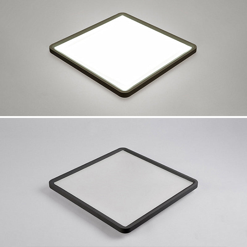 Acrylic Simplicity Rectangle LED Ceiling Light Nordic Style Living Room Flush Mount Lighting Fixture in Black