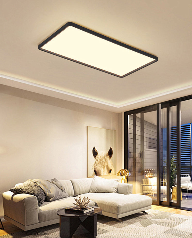 Acrylic Simplicity Rectangle LED Ceiling Light Nordic Style Living Room Flush Mount Lighting Fixture in Black