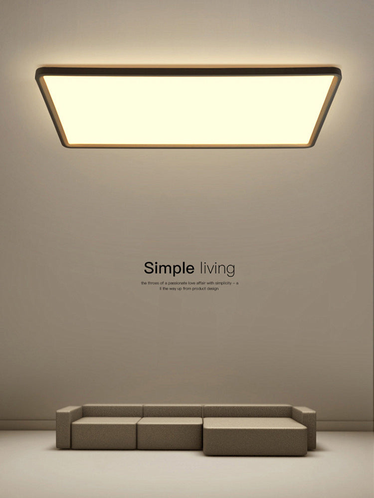 Acrylic Simplicity Rectangle LED Ceiling Light Nordic Style Living Room Flush Mount Lighting Fixture in Black