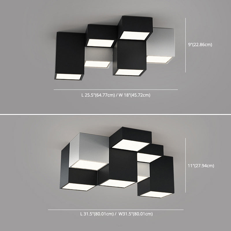 Geometric Rectangular Combination LED Flush Mount Light Modern Minimalist Multi-Lights Ceiling Lamp for Bedroom Living Room
