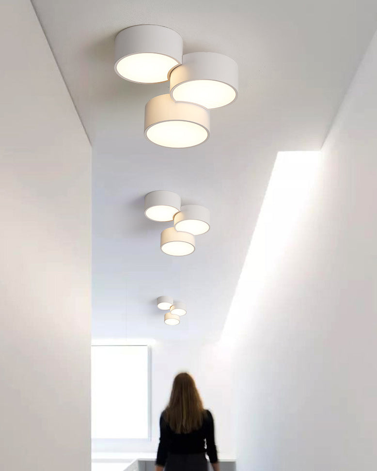 Combinación cilíndrica geométrica de luz LED empotrada, lámpara de techo minimalista moderna con múltiples luces para dormitorio y sala de estar