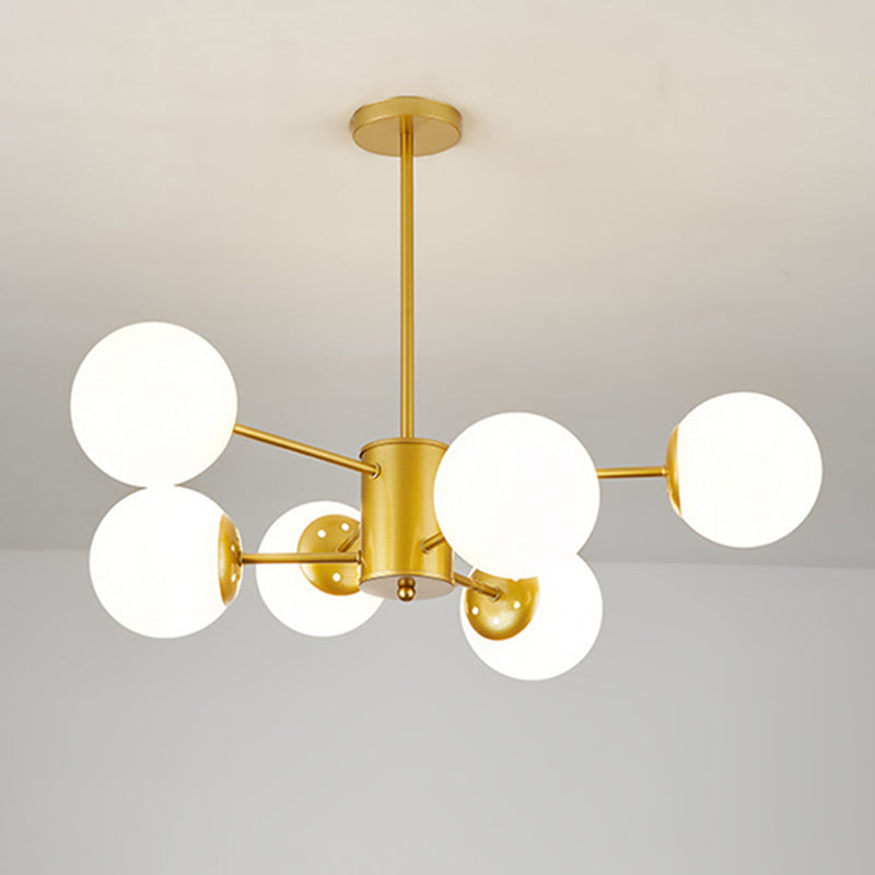 Noordse stijl eenvoud kroonluchter wit glas bol schaduw meerdere lichten suspensielamp voor woonkamer