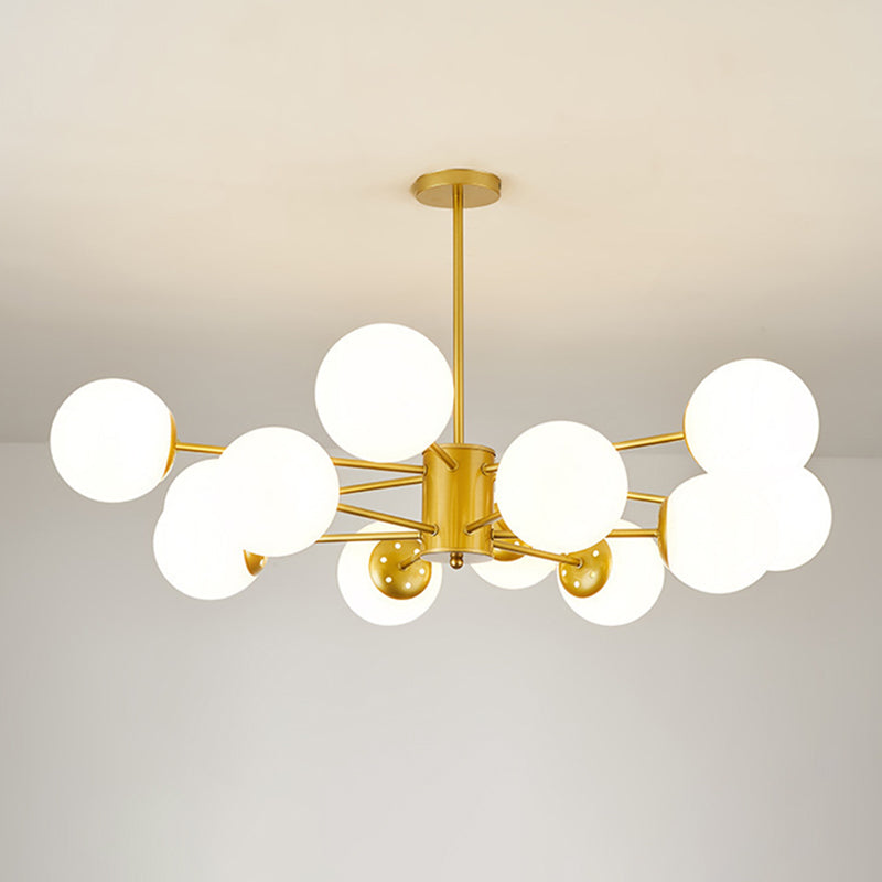 Noordse stijl eenvoud kroonluchter wit glas bol schaduw meerdere lichten suspensielamp voor woonkamer