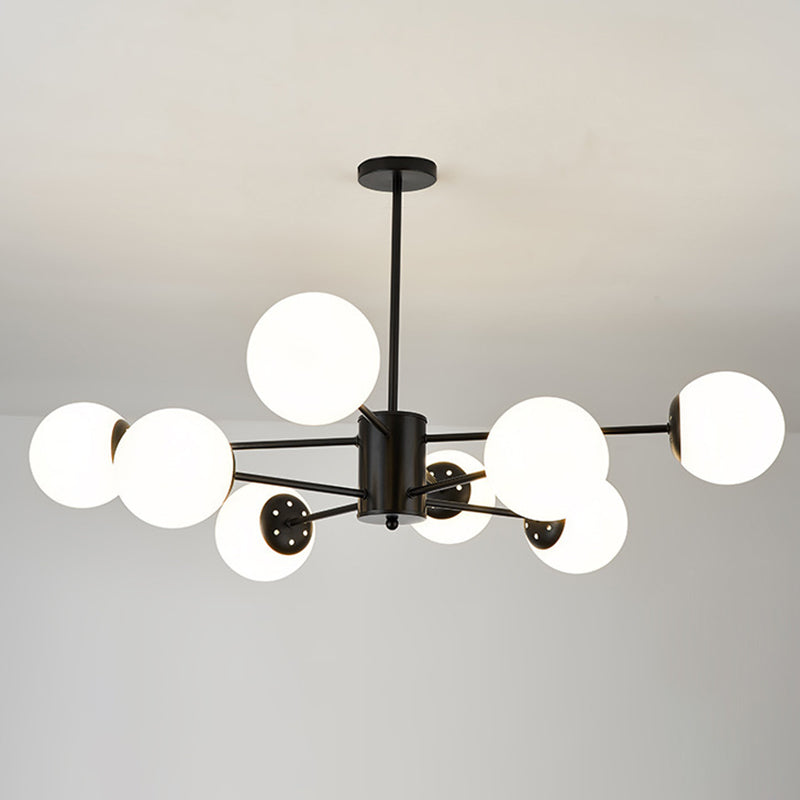 Noordse stijl eenvoud kroonluchter wit glas bol schaduw meerdere lichten suspensielamp voor woonkamer