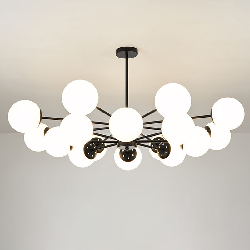 Noordse stijl eenvoud kroonluchter wit glas bol schaduw meerdere lichten suspensielamp voor woonkamer