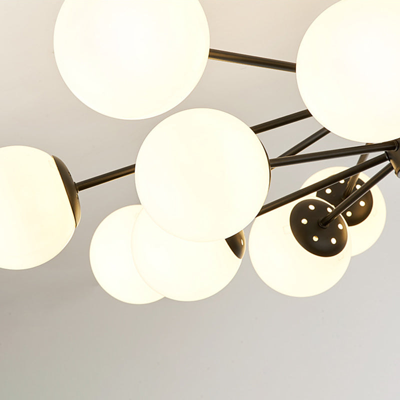 Noordse stijl eenvoud kroonluchter wit glas bol schaduw meerdere lichten suspensielamp voor woonkamer