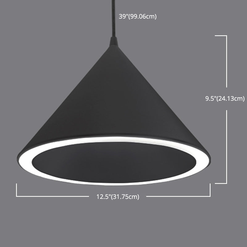 Dinning Room LED Hanging Light Fixture Simple Style Hanging Ceiling Light with Cone Metal Shade