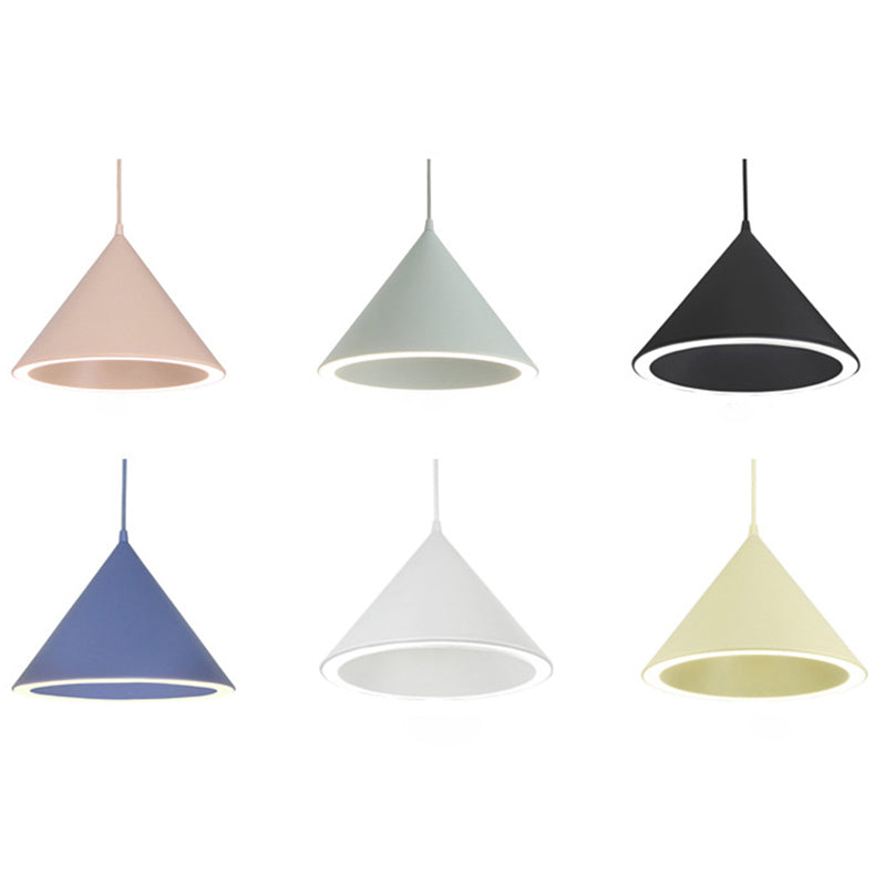 Dinning Room LED Hanging Light Fixture Simple Style Hanging Ceiling Light with Cone Metal Shade