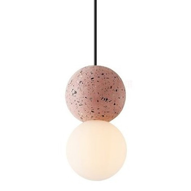 Round Terrazzo Mini Hanging Light Nordic Minimalism Style 1-Light Pendant for Bedside