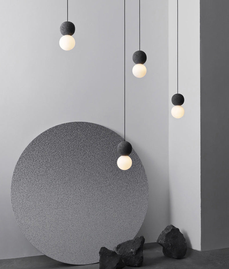 Round Terrazzo Mini Hanging Light Nordic Minimalism Style 1-Light Pendant for Bedside