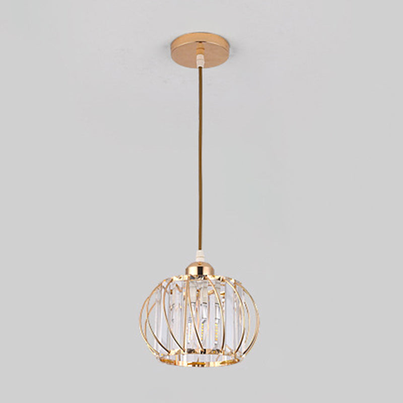 7.5 Inches Wide Mini Crystal Hanging Light with Metal Wire Design Modern Lighting Fixture for Hallway Aisle