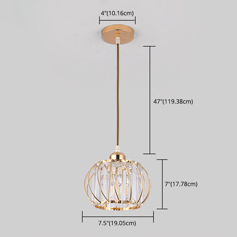 7.5 Inches Wide Mini Crystal Hanging Light with Metal Wire Design Modern Lighting Fixture for Hallway Aisle