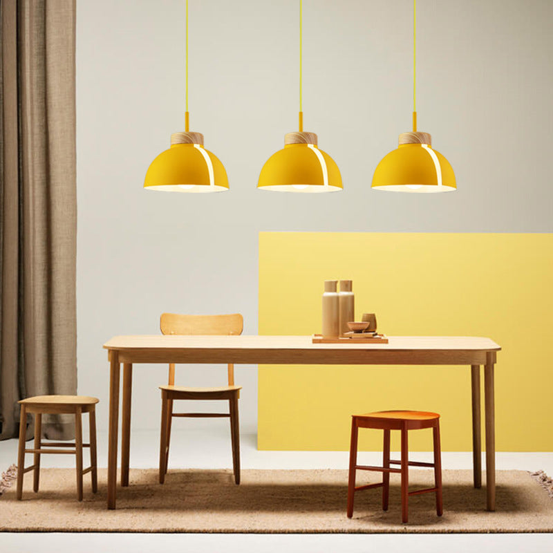 Minimalist Style Pendant Light Fixture Dome Hanging Pendant Lamp with Metal Shade