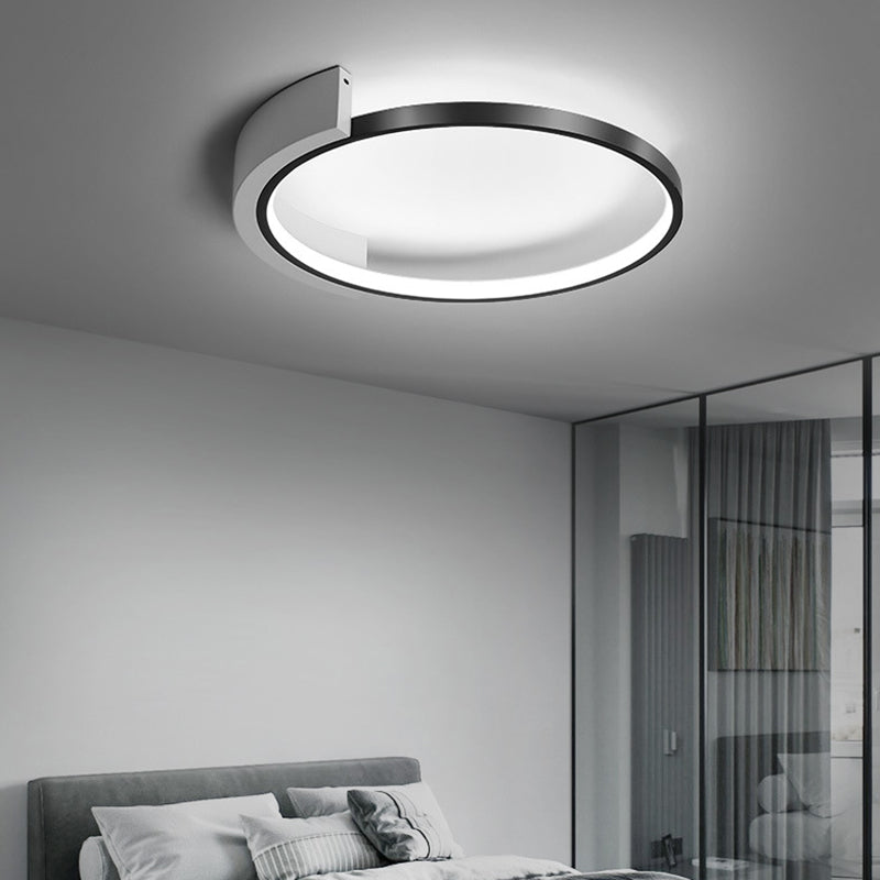 19.6" Wide Round Simplicity LED Ceiling Light Metal + Silicone Light Guide Bar Contemporary Style Lighting Fixture