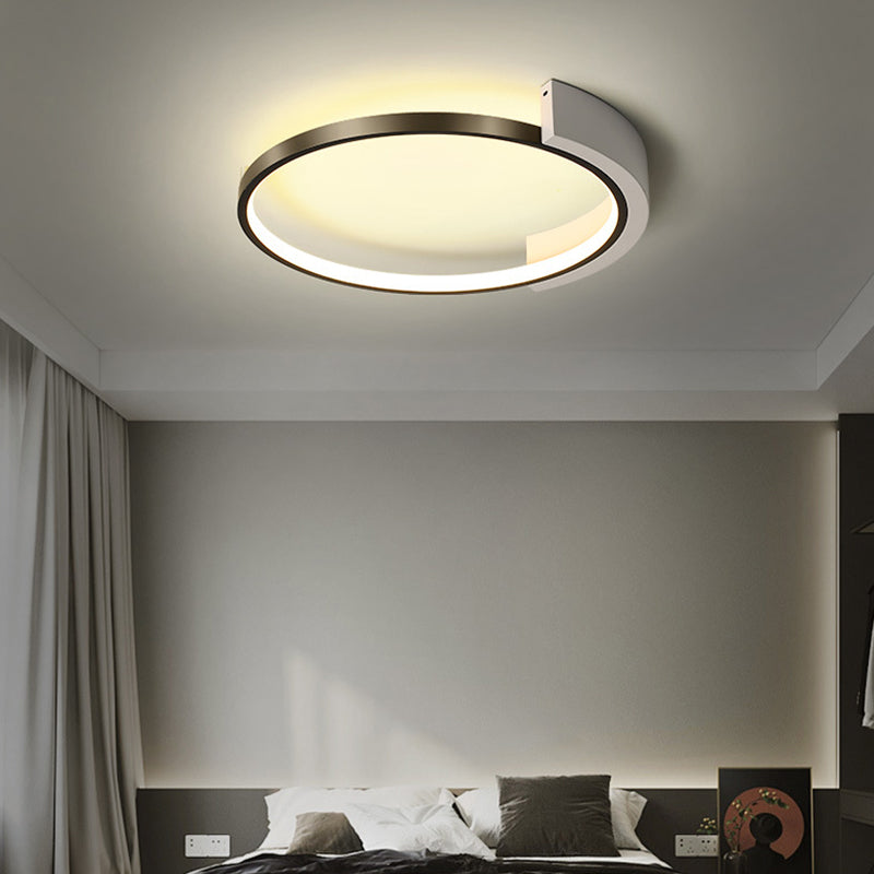 19.6" Wide Round Simplicity LED Ceiling Light Metal + Silicone Light Guide Bar Contemporary Style Lighting Fixture
