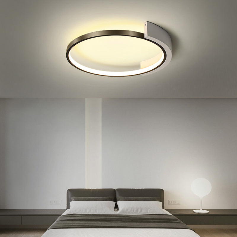 19.6" Wide Round Simplicity LED Ceiling Light Metal + Silicone Light Guide Bar Contemporary Style Lighting Fixture