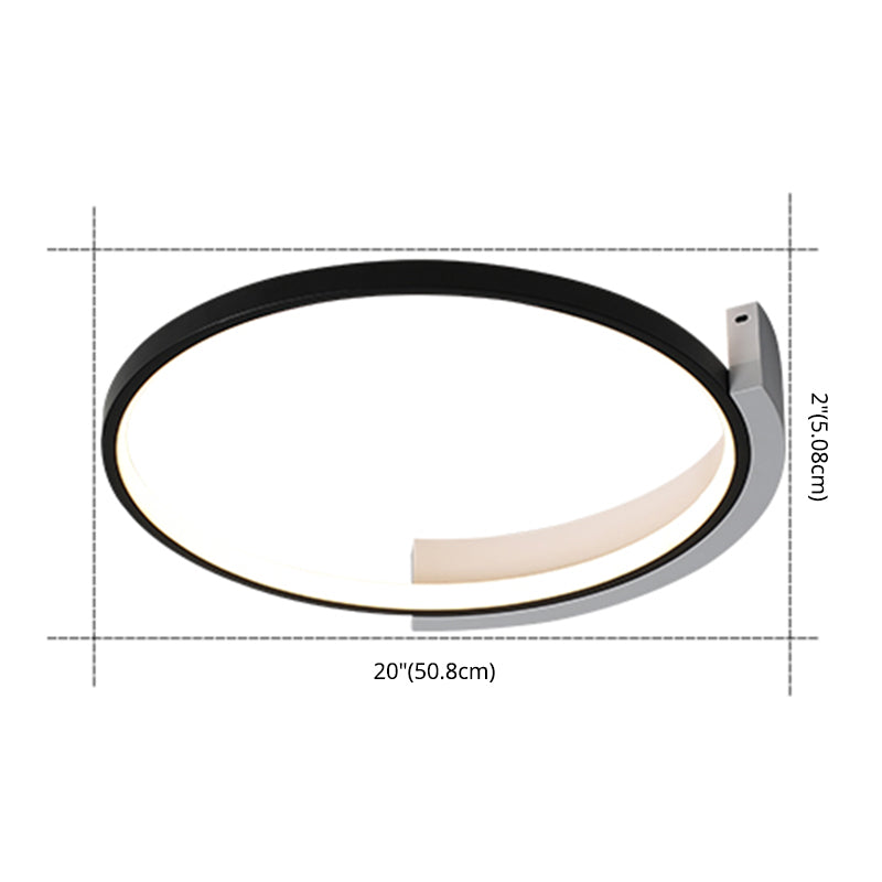 19.6" Wide Round Simplicity LED Ceiling Light Metal + Silicone Light Guide Bar Contemporary Style Lighting Fixture