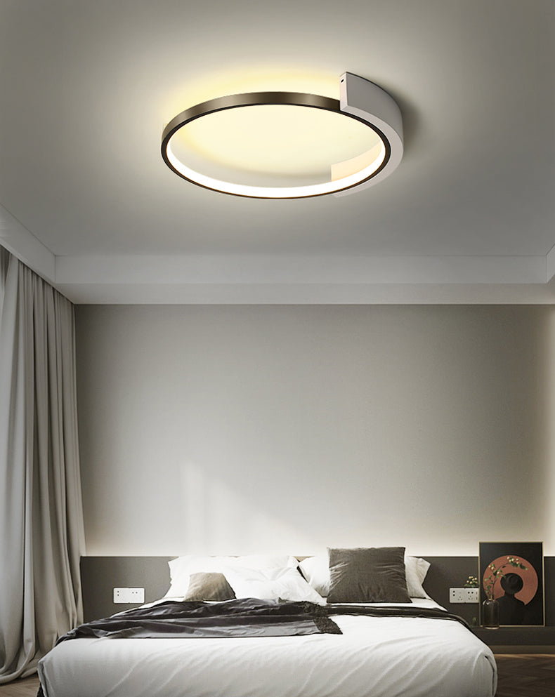19.6" Wide Round Simplicity LED Ceiling Light Metal + Silicone Light Guide Bar Contemporary Style Lighting Fixture