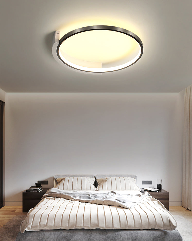 19.6" Wide Round Simplicity LED Ceiling Light Metal + Silicone Light Guide Bar Contemporary Style Lighting Fixture